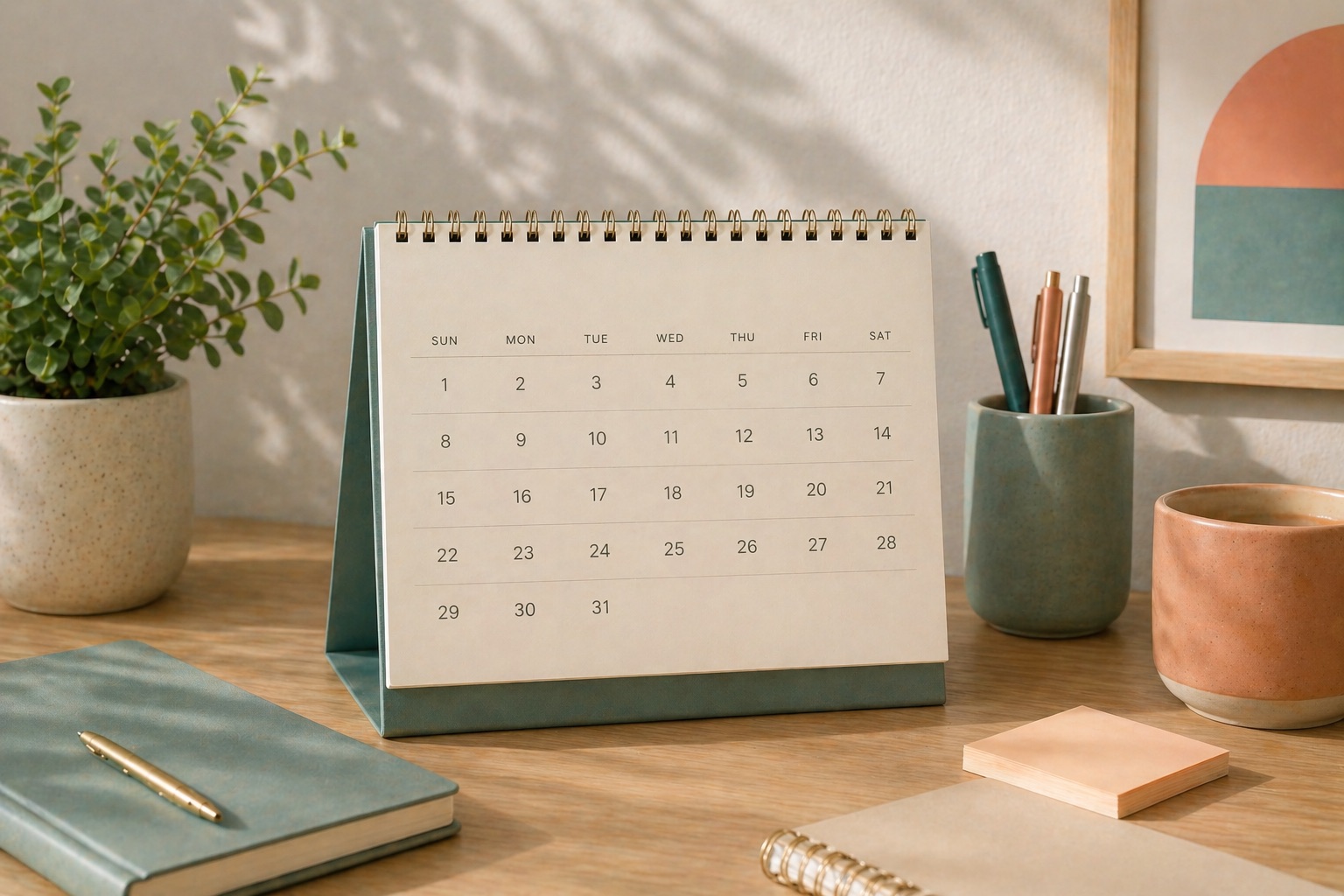 Desk calendar for tracking appointments